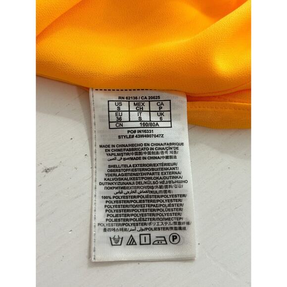 Marciano Yellow Semi-Sheer Tiered Ruffle Round Neck Gold Chain Straps Blouse S - Picture 6 of 9